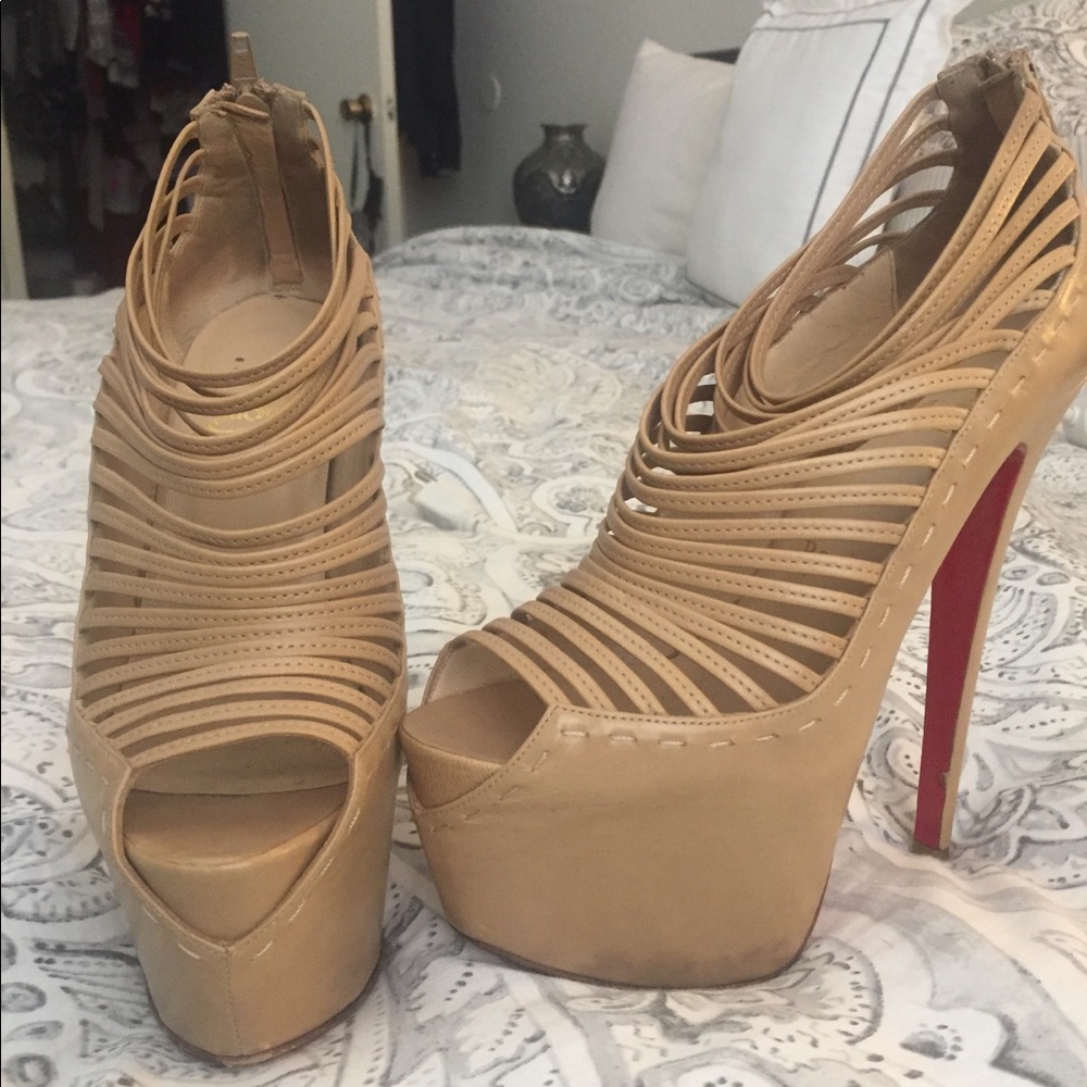 Christian Louboutin zolou tan high heels